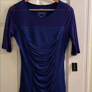 INC International Concepts Royal Blue Sheer Panel Top